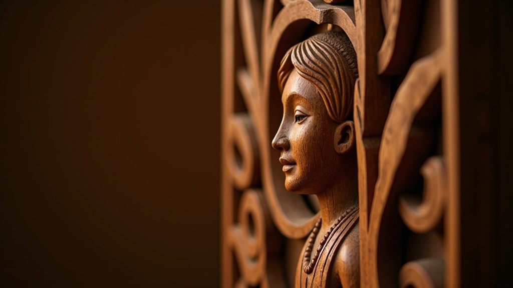 Vintage photograph or documentation of traditional folk art carved wooden figure or decorative piece showing cultural heritage style