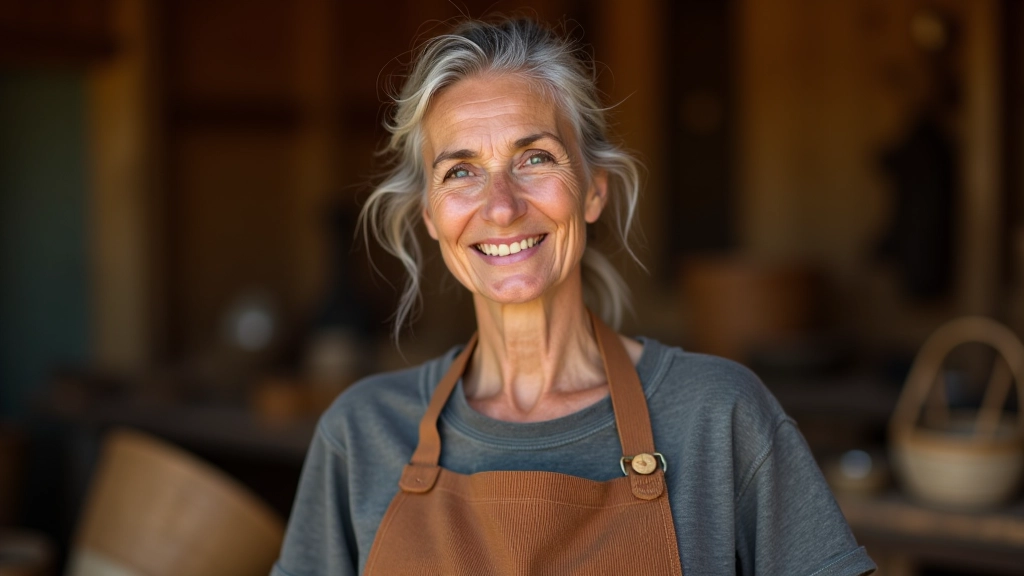 Portrait of experienced basket maker in their workshop, professional lighting, confident expression